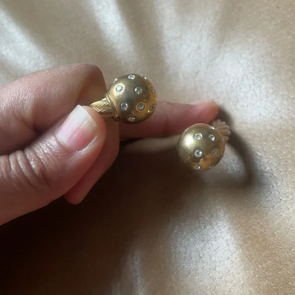 Vintage rhinestone ball cuff rope bracelet - Picture 6 of 13